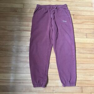 Dime MTL Classic Logo Sweatpants Burgundy Plum Cotton Joggers Mens Size Medium